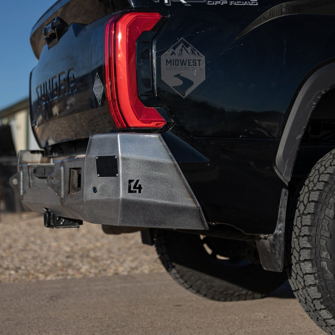 Side profile of the Toyota Tundra Overland bumper from C4 Fabrication, shown in raw, unfinished steel.