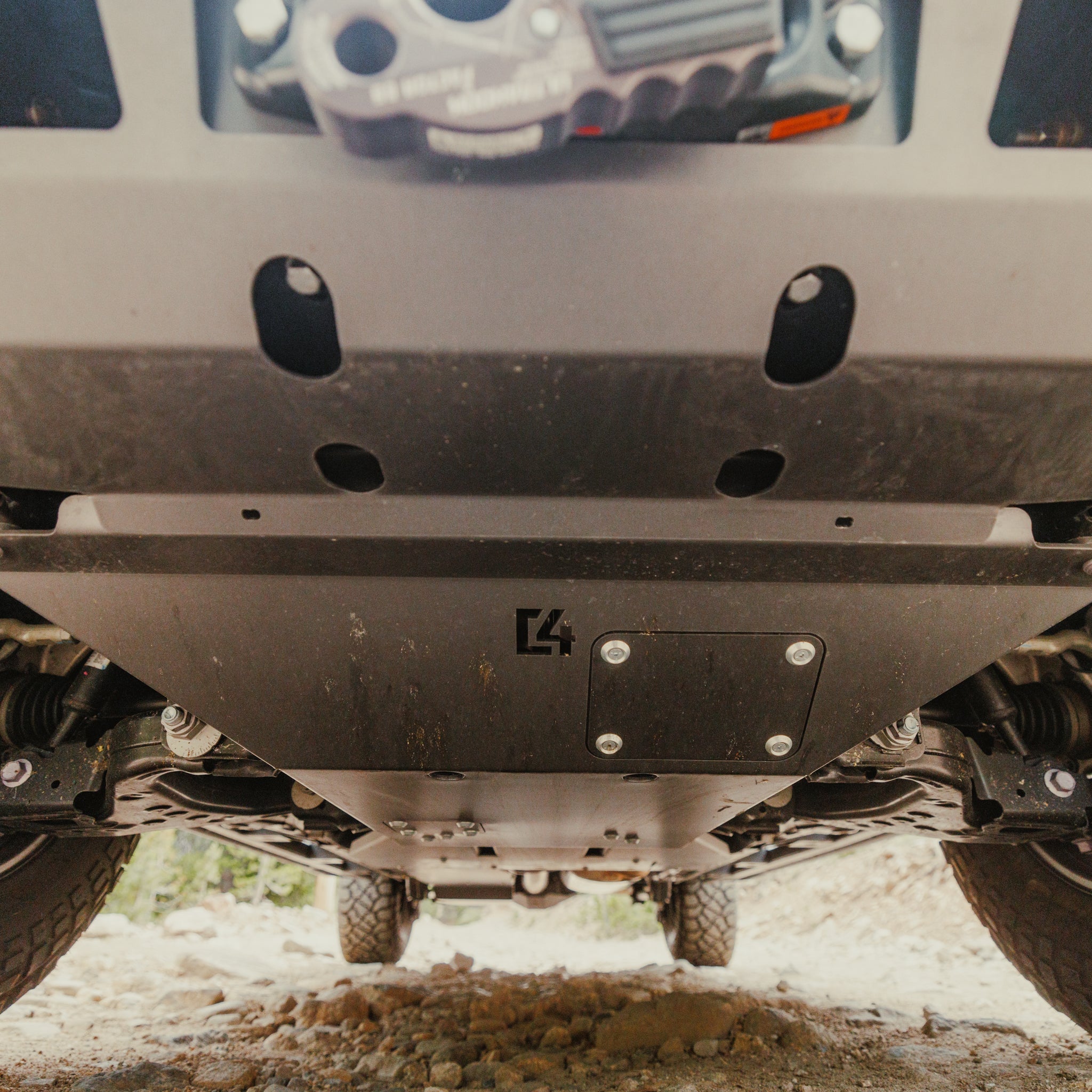 Close up of the C4 front skid plate for the Land Cruiser LC250.