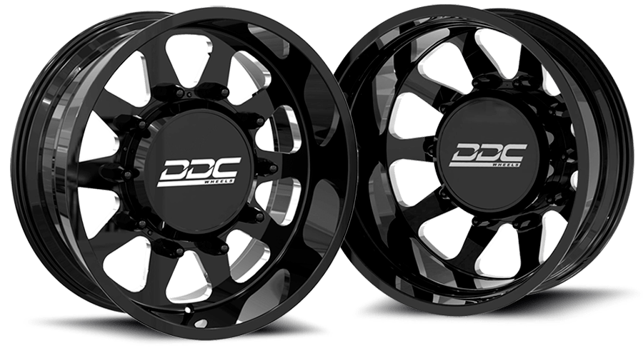 DDC | Dually Wheels The Ten Forged 22x8.25 8x200 Black / Mill SS Fronts 19 - 25 Dodge Ram 3500 - Sniper Custom Trucks