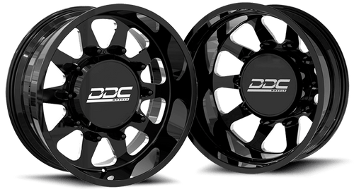 DDC | Dually Wheels The Ten Forged 22x8.25 8x200 Black / Mill SS Fronts 19 - 25 Dodge Ram 3500 - Sniper Custom Trucks