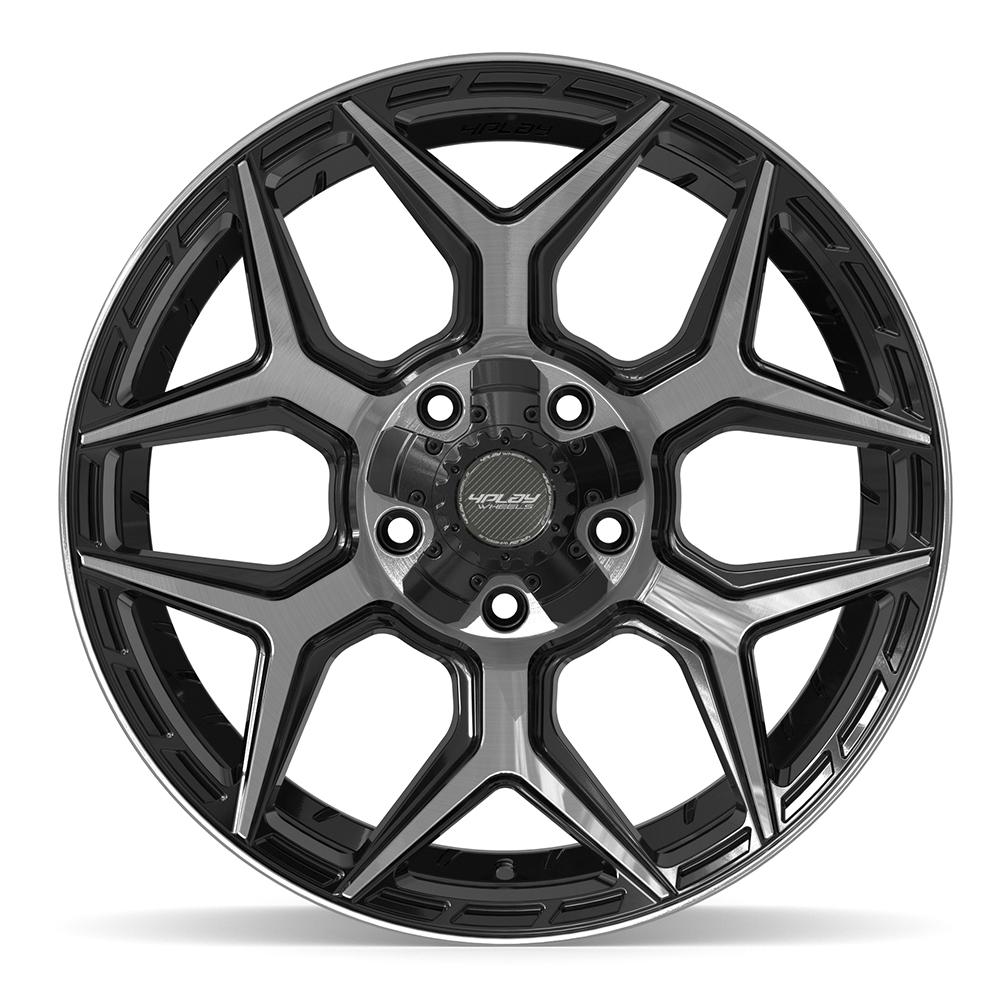 4PLAY 4P06 20x9 5x127 + 5x139.7 0et Gloss Black Brushed with Tinted Clear Wheel
