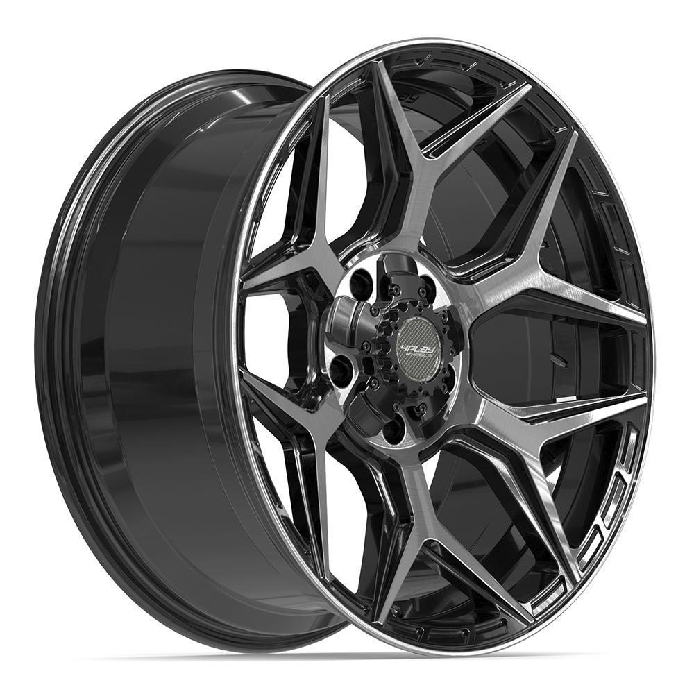 4PLAY 4P06 20x9 5x127 + 5x139.7 0et Gloss Black Brushed with Tinted Clear Wheel