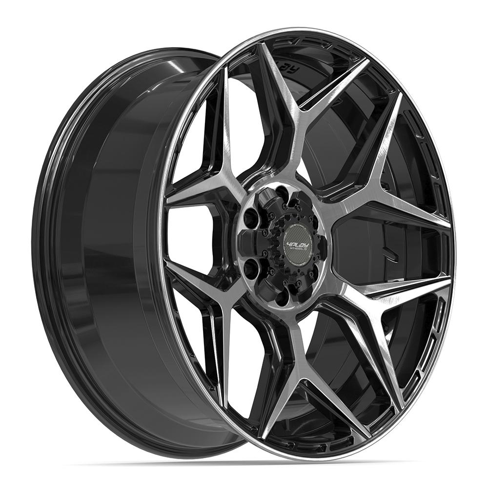 4PLAY 4P06 22x9 6x135 + 6x139.7 12et Gloss Black Brushed with Tinted Clear Wheel