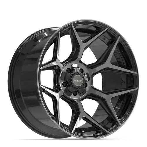 4PLAY 4P06 22x12 5x127 + 5x139.7 -44et Gloss Black Brushed with Tinted Clear Wheel