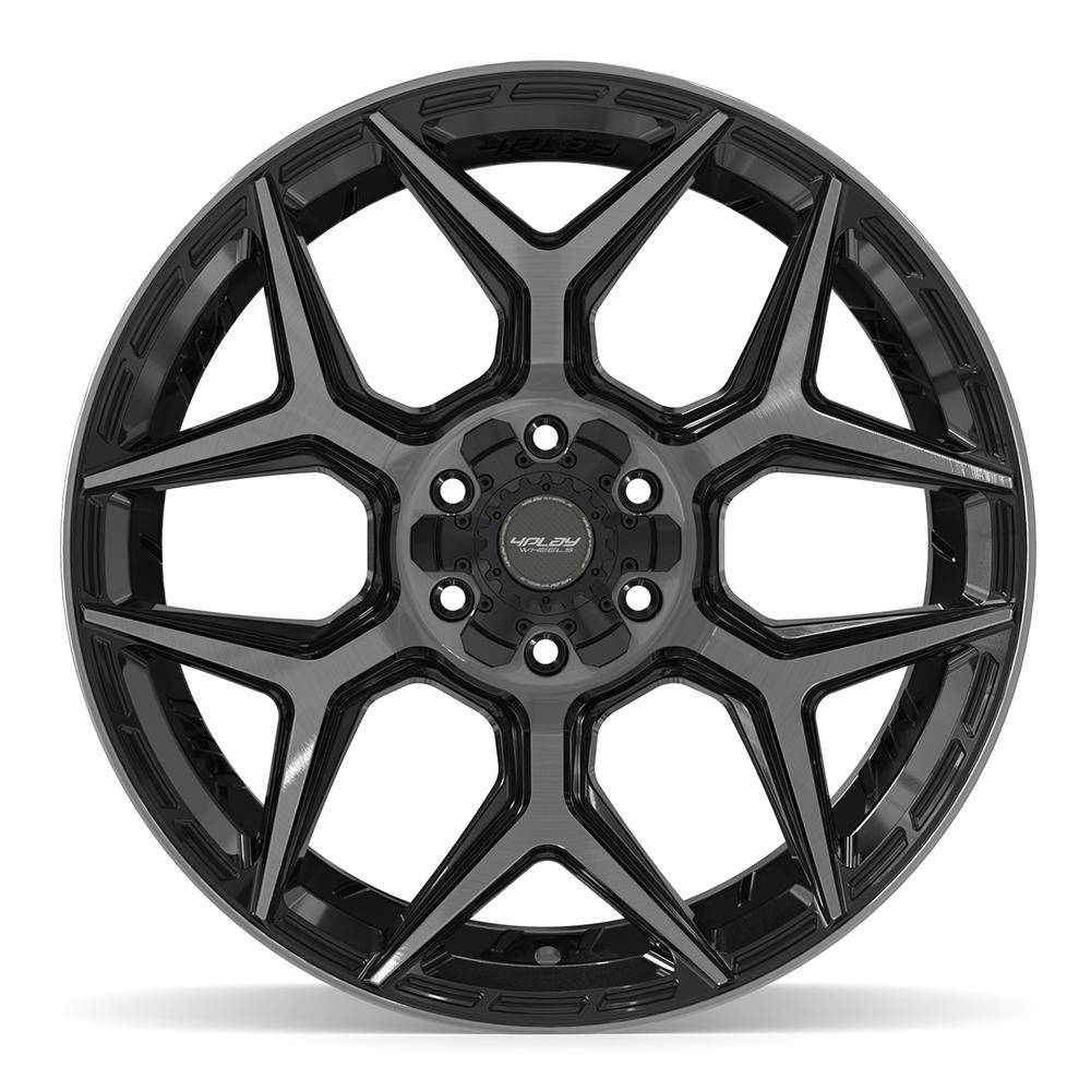4PLAY 4P06 22x12 6x135 + 6x139.7 -44et Gloss Black Brushed with Tinted Clear Wheel