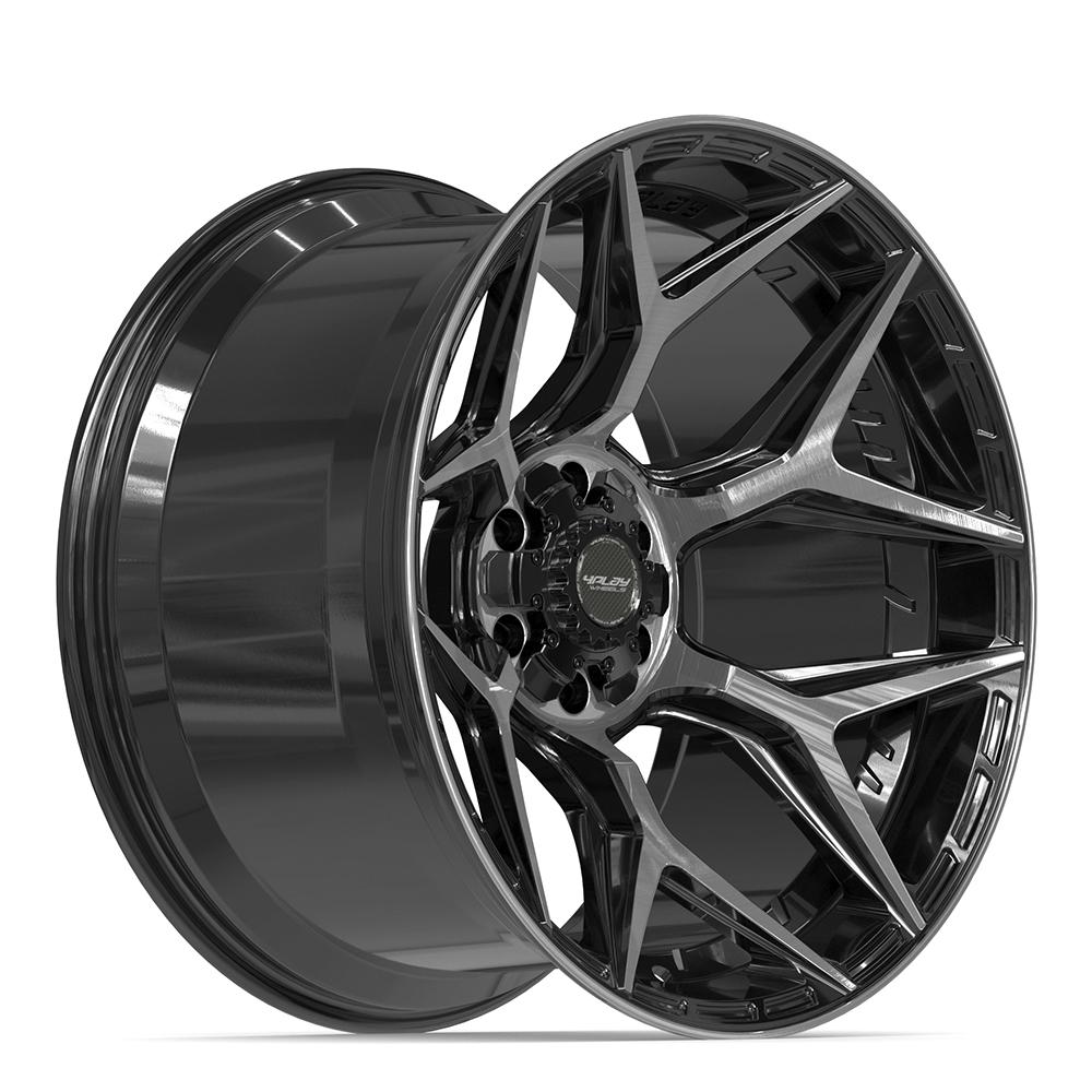 4PLAY 4P06 22x12 6x135 + 6x139.7 -44et Gloss Black Brushed with Tinted Clear Wheel