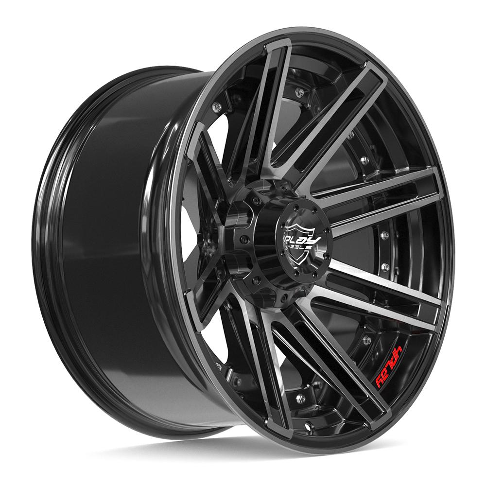 4PLAY 4P08 20x10 6x135 + 6x139.7 -18et Gloss Black Brushed with Tinted Clear Wheel