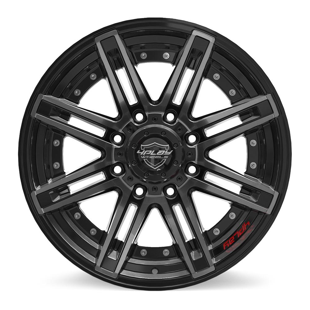 4PLAY 4P08 20x10 8x180 -24et Gloss Black Brushed with Tinted Clear Wheel