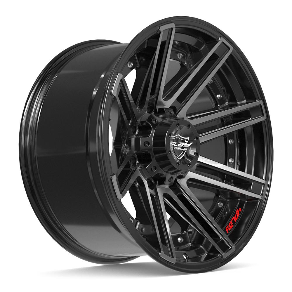 4PLAY 4P08 20x10 8x180 -24et Gloss Black Brushed with Tinted Clear Wheel