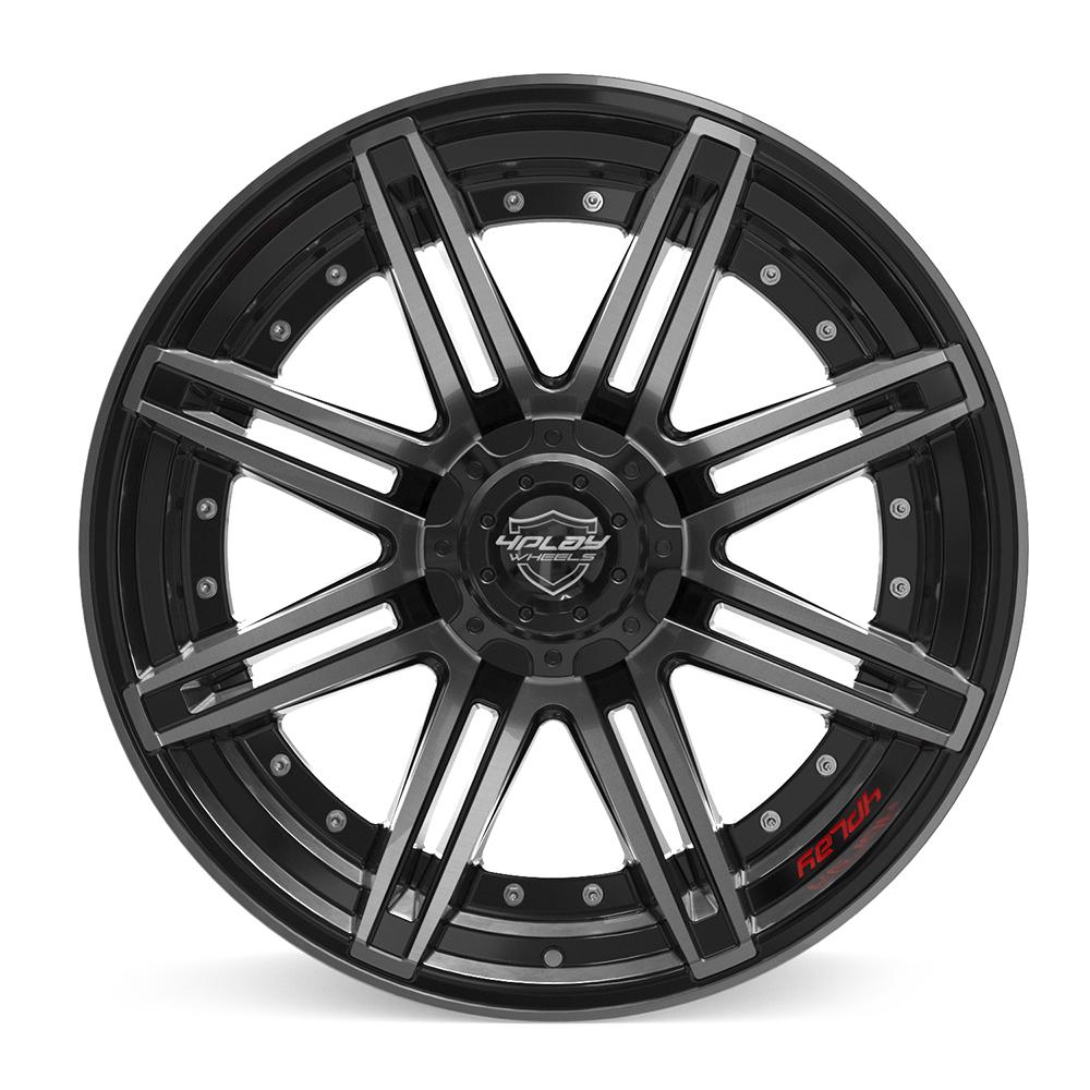 4PLAY 4P08 22x10 6x135 + 6x139.7 -18et Gloss Black Brushed with Tinted Clear Wheel