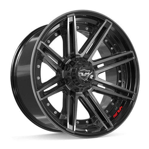 4PLAY 4P08 22x10 6x135 + 6x139.7 -18et Gloss Black Brushed with Tinted Clear Wheel