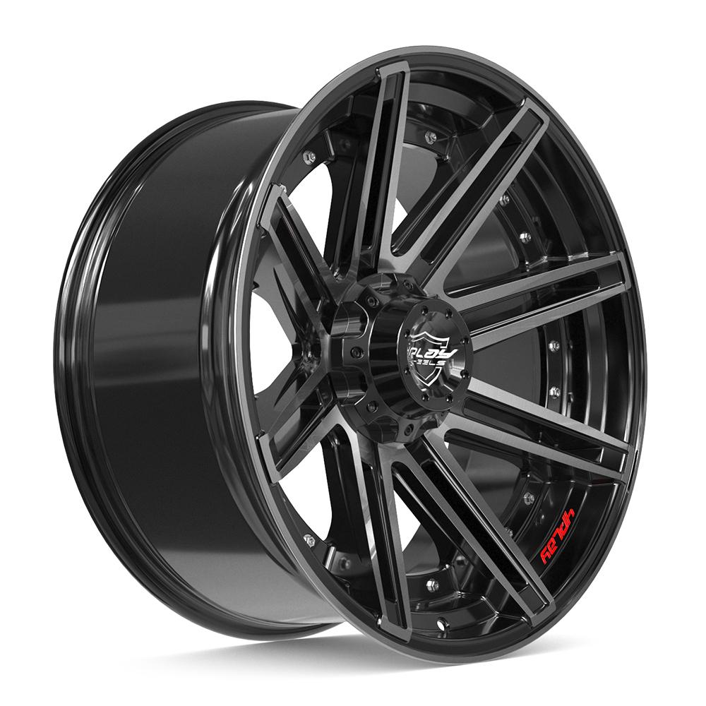 4PLAY 4P08 22x10 6x135 + 6x139.7 -18et Gloss Black Brushed with Tinted Clear Wheel