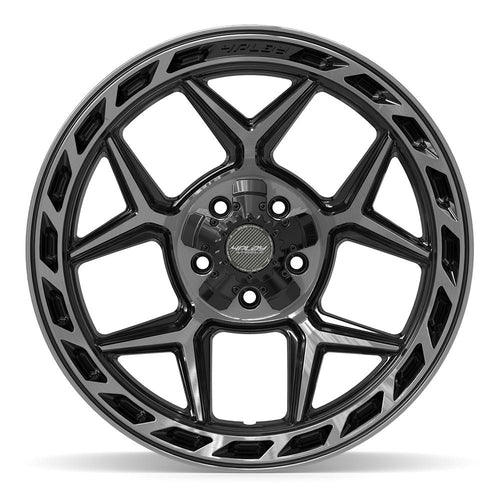 4PLAY 4P55 20x10 5x127 + 5x139.7 - 18et Gloss Black Brushed with Tinted Clear Wheel - Sniper Custom Trucks