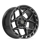 4PLAY 4P55 20x10 5x127 + 5x139.7 -18et Gloss Black Brushed with Tinted Clear Wheel