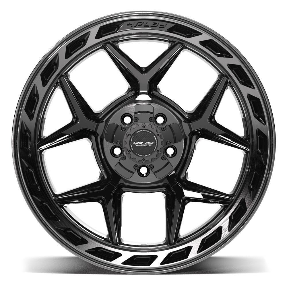 4PLAY 4P55 20x12 5x127 + 5x139.7 -44et Gloss Black Brushed with Tinted Clear Wheel