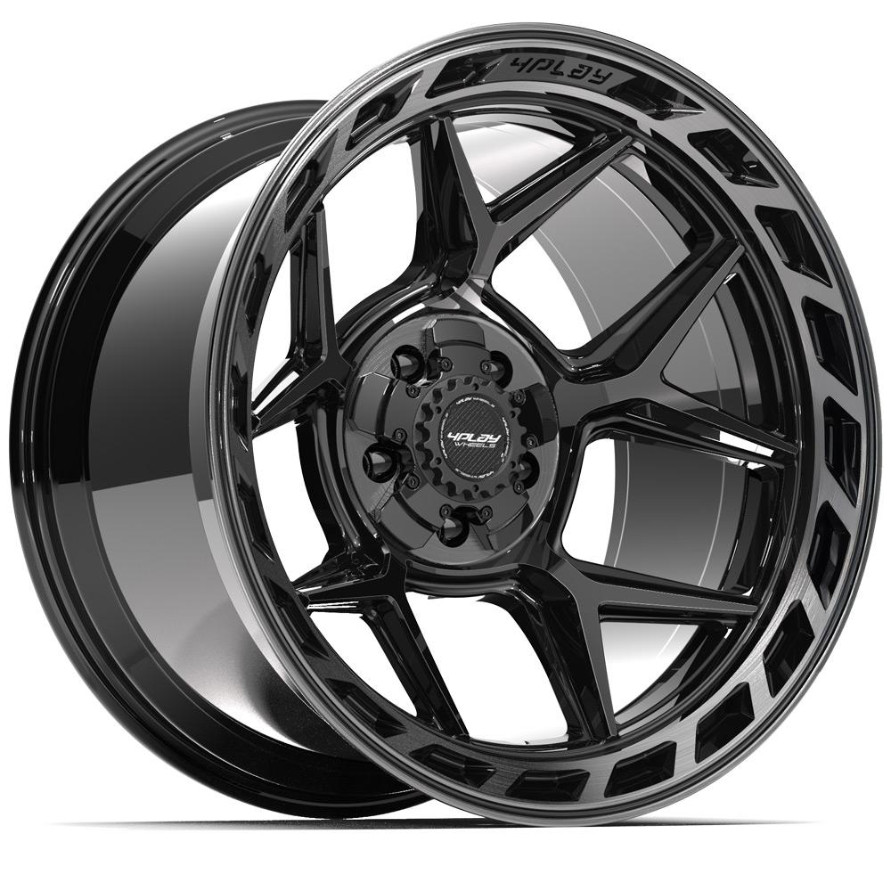4PLAY 4P55 20x12 5x127 + 5x139.7 -44et Gloss Black Brushed with Tinted Clear Wheel