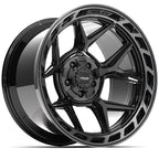 4PLAY 4P55 20x12 5x127 + 5x139.7 -44et Gloss Black Brushed with Tinted Clear Wheel