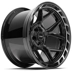 4PLAY 4P55 20x12 5x127 + 5x139.7 -44et Gloss Black Brushed with Tinted Clear Wheel