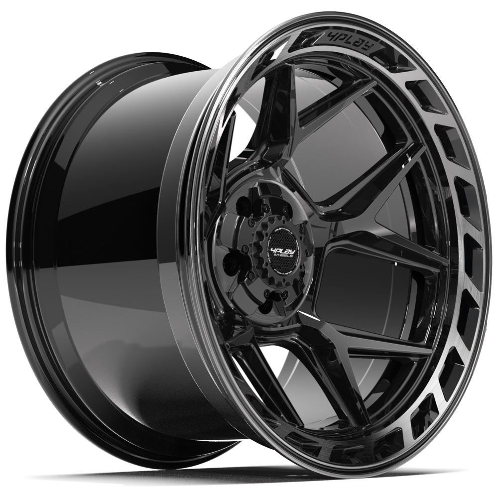 4PLAY 4P55 20x12 5x127 + 5x139.7 -44et Gloss Black Brushed with Tinted Clear Wheel