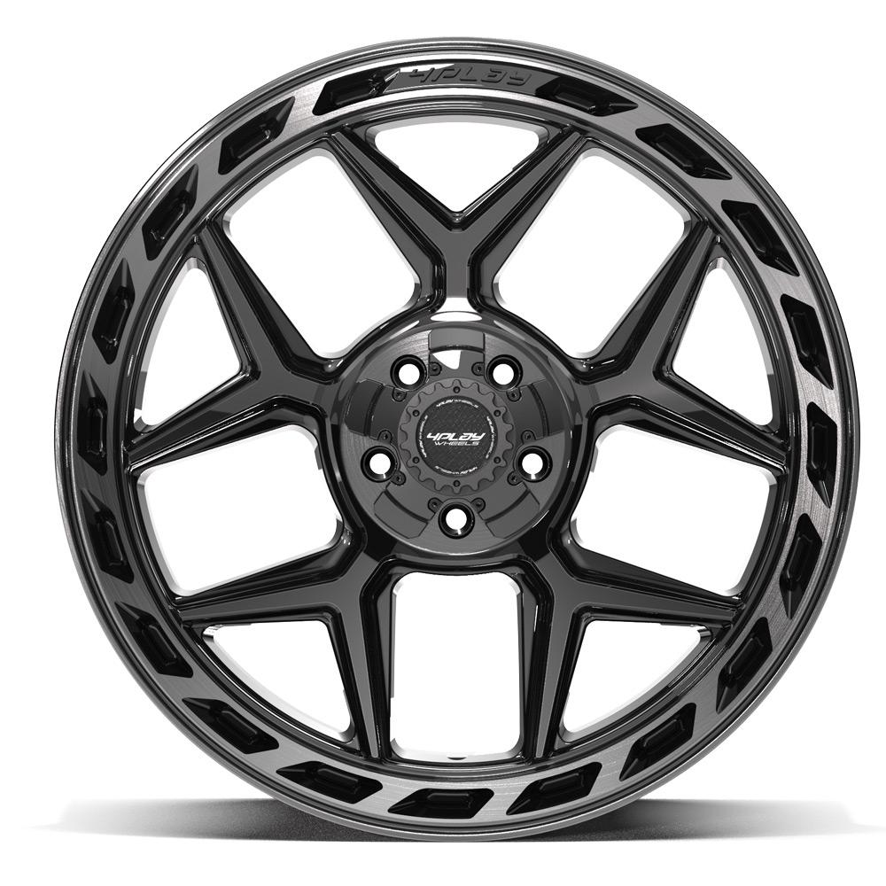 4PLAY 4P55 22x10 5x127 + 5x139.7 -18et Gloss Black Brushed with Tinted Clear Wheel