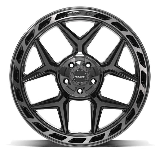 4PLAY 4P55 22x10 5x127 + 5x139.7 - 18et Gloss Black Brushed with Tinted Clear Wheel - Sniper Custom Trucks