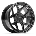 4PLAY 4P55 22x10 5x127 + 5x139.7 -18et Gloss Black Brushed with Tinted Clear Wheel