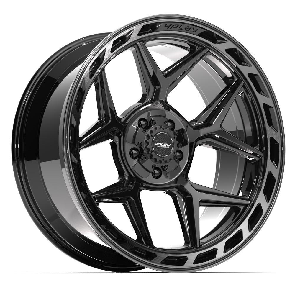 4PLAY 4P55 22x10 5x127 + 5x139.7 -18et Gloss Black Brushed with Tinted Clear Wheel
