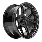 4PLAY 4P55 22x10 5x127 + 5x139.7 -18et Gloss Black Brushed with Tinted Clear Wheel