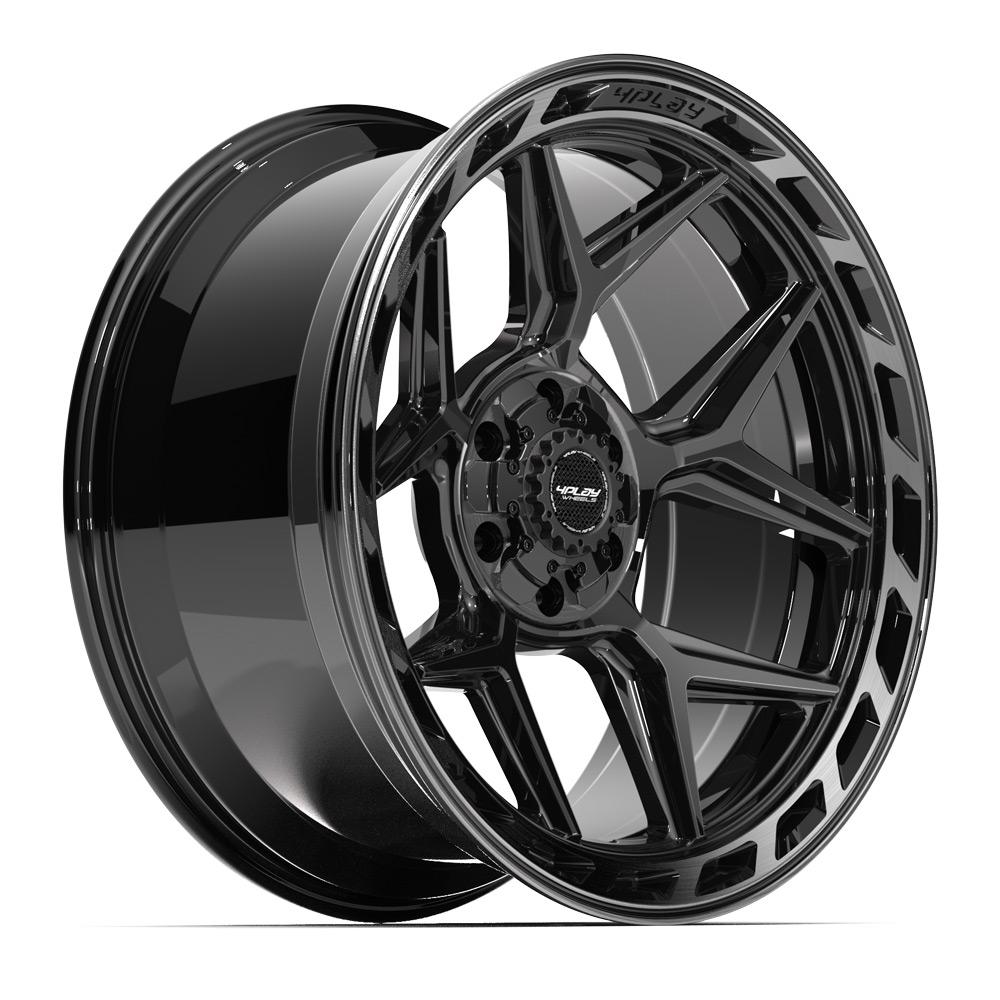 4PLAY 4P55 22x10 6x135 + 6x139.7 -18et Gloss Black Brushed with Tinted Clear Wheel