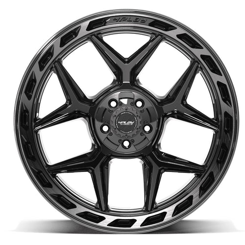 4PLAY 4P55 22x12 5x127 + 5x139.7 - 44et Gloss Black Brushed with Tinted Clear Wheel - Sniper Custom Trucks