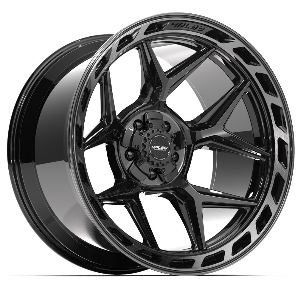 4PLAY 4P55 22x12 5x127 + 5x139.7 -44et Gloss Black Brushed with Tinted Clear Wheel