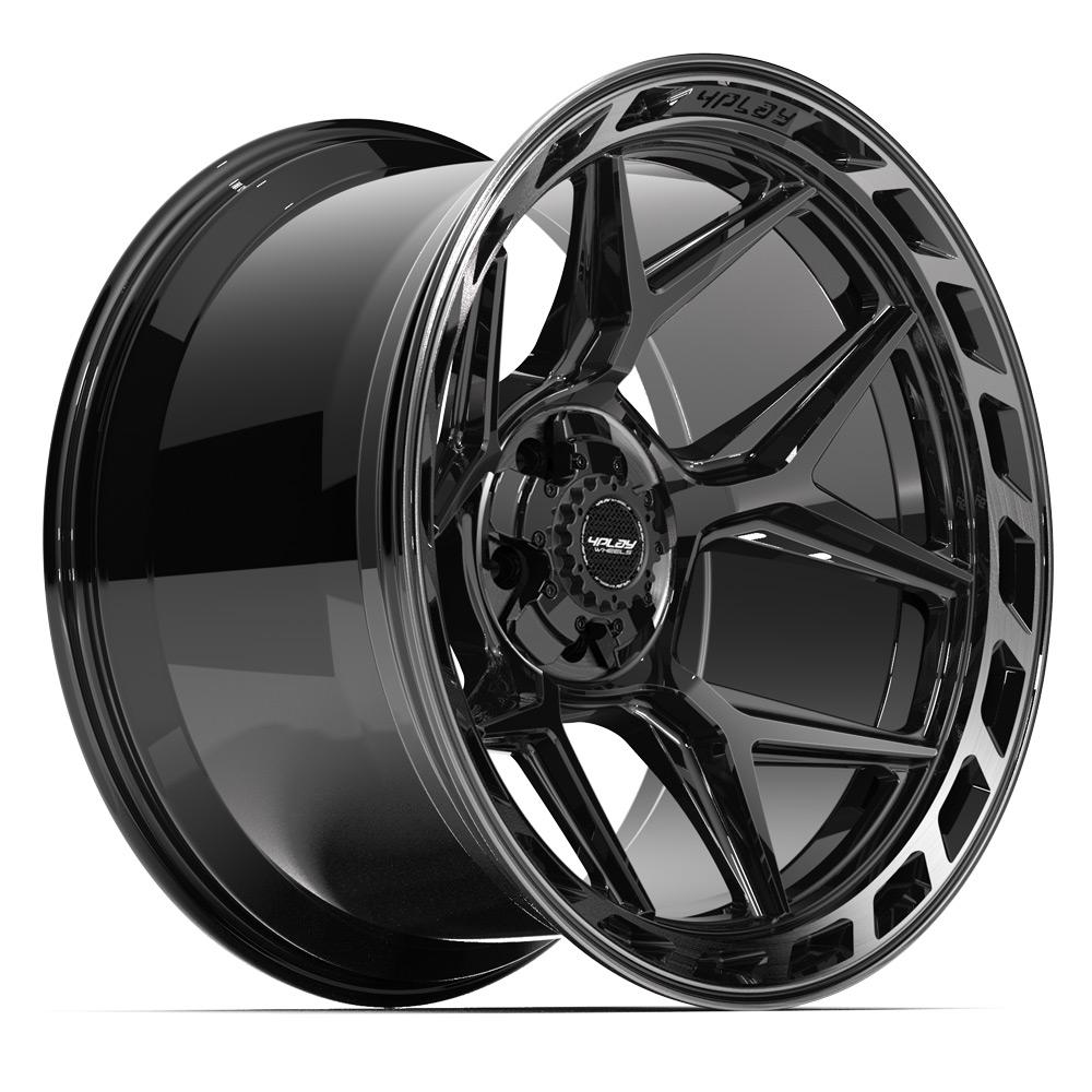 4PLAY 4P55 22x12 5x127 + 5x139.7 -44et Gloss Black Brushed with Tinted Clear Wheel