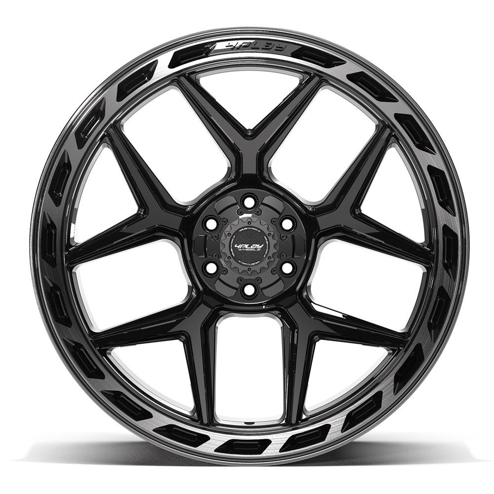 4PLAY 4P55 24x12 6x135 + 6x139.7 -44et Gloss Black Brushed with Tinted Clear Wheel