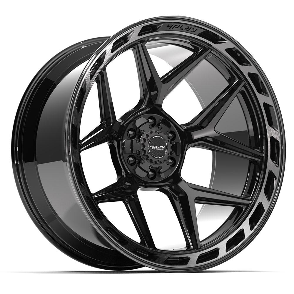 4PLAY 4P55 24x12 6x135 + 6x139.7 -44et Gloss Black Brushed with Tinted Clear Wheel