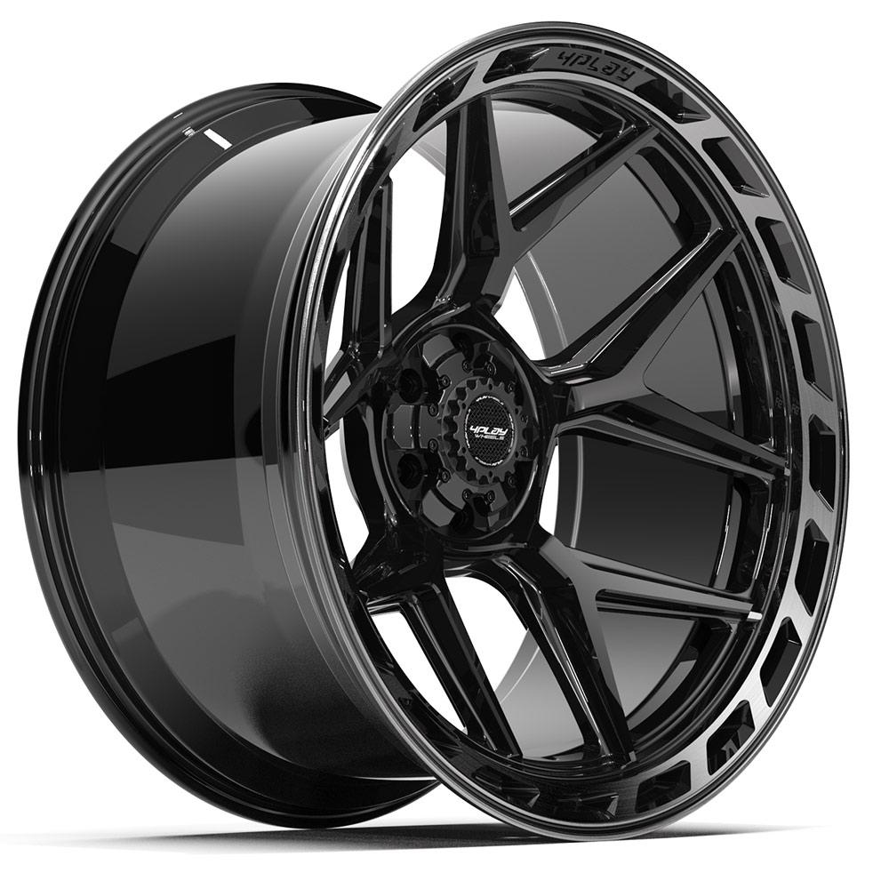 4PLAY 4P55 24x12 6x135 + 6x139.7 -44et Gloss Black Brushed with Tinted Clear Wheel
