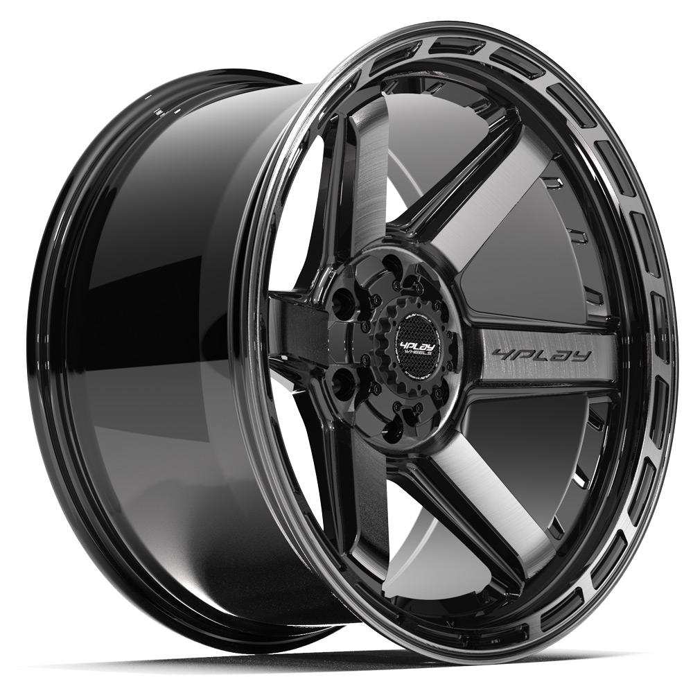 4PLAY 4P63 20x10 5x127 + 5x139.7 -18et Gloss Black Brushed with Tinted Clear Wheel