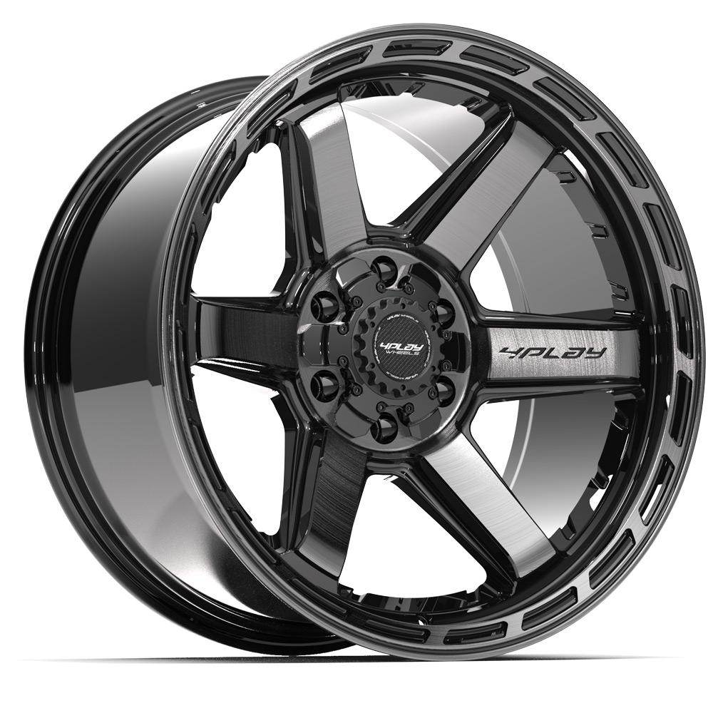 4PLAY 4P63 20x10 6x135 + 6x139.7 -18et Gloss Black Brushed with Tinted Clear Wheel