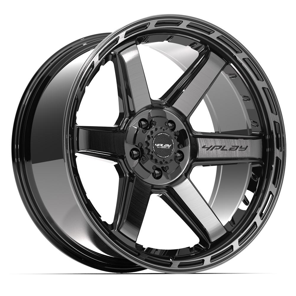 4PLAY 4P63 22x10 5x127 + 5x139.7 -18et Gloss Black Brushed with Tinted Clear Wheel