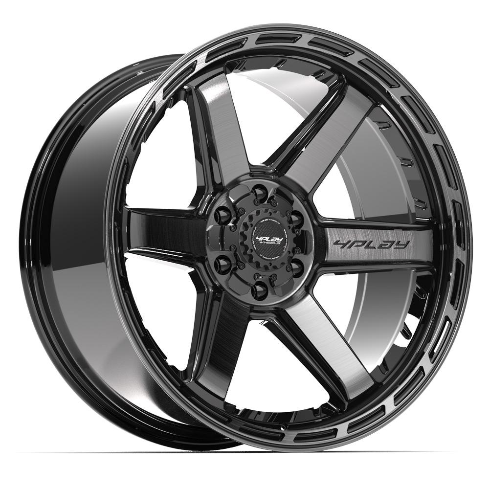 4PLAY 4P63 22x10 6x135 + 6x139.7 -18et Gloss Black Brushed with Tinted Clear Wheel