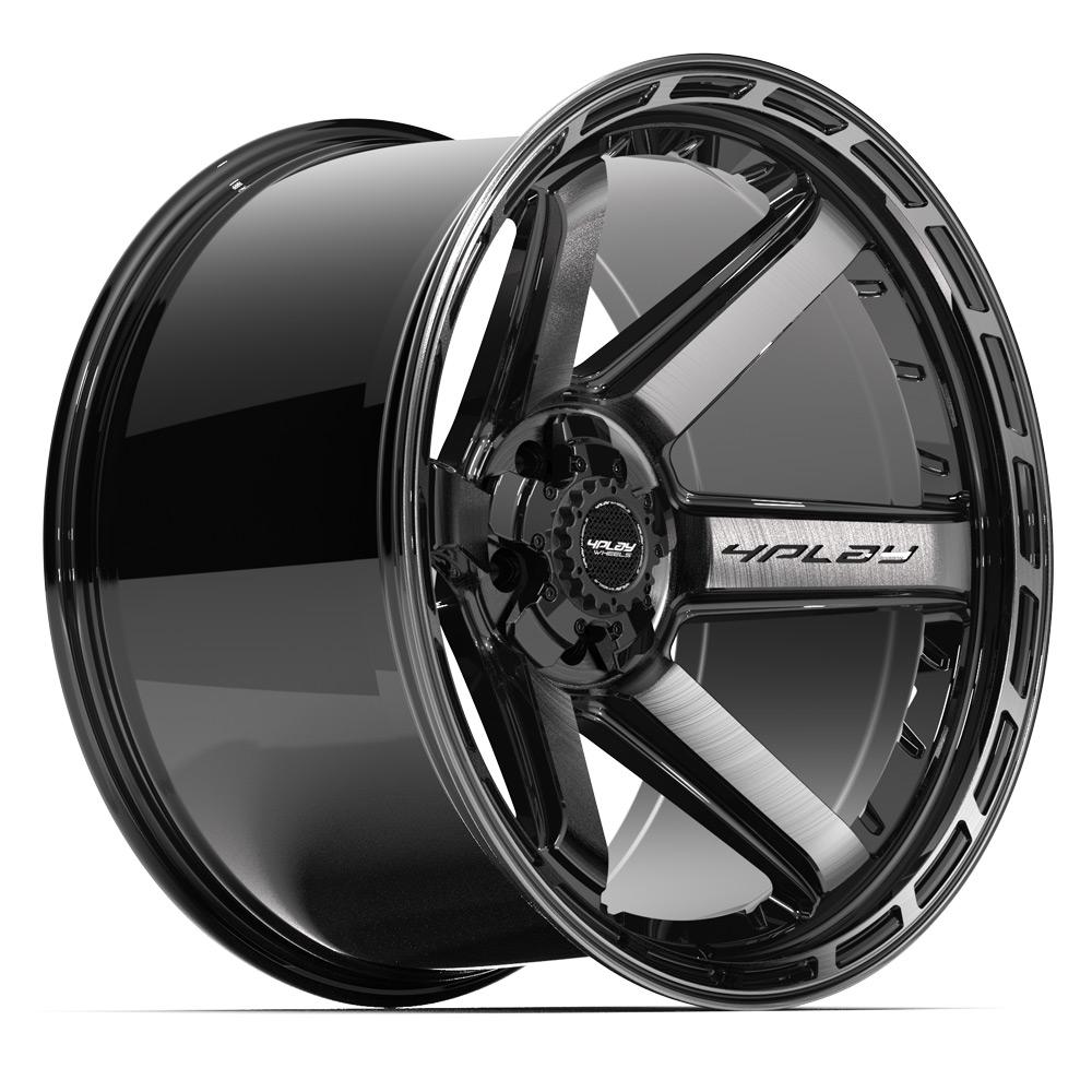 4PLAY 4P63 22x12 5x127 + 5x139.7 -44et Gloss Black Brushed with Tinted Clear Wheel