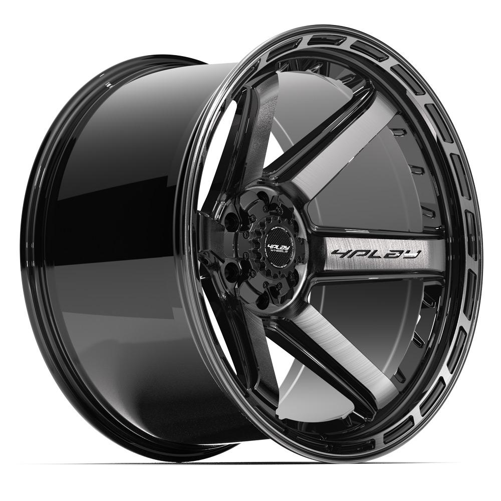 4PLAY 4P63 22x12 6x135 + 6x139.7 -44et Gloss Black Brushed with Tinted Clear Wheel