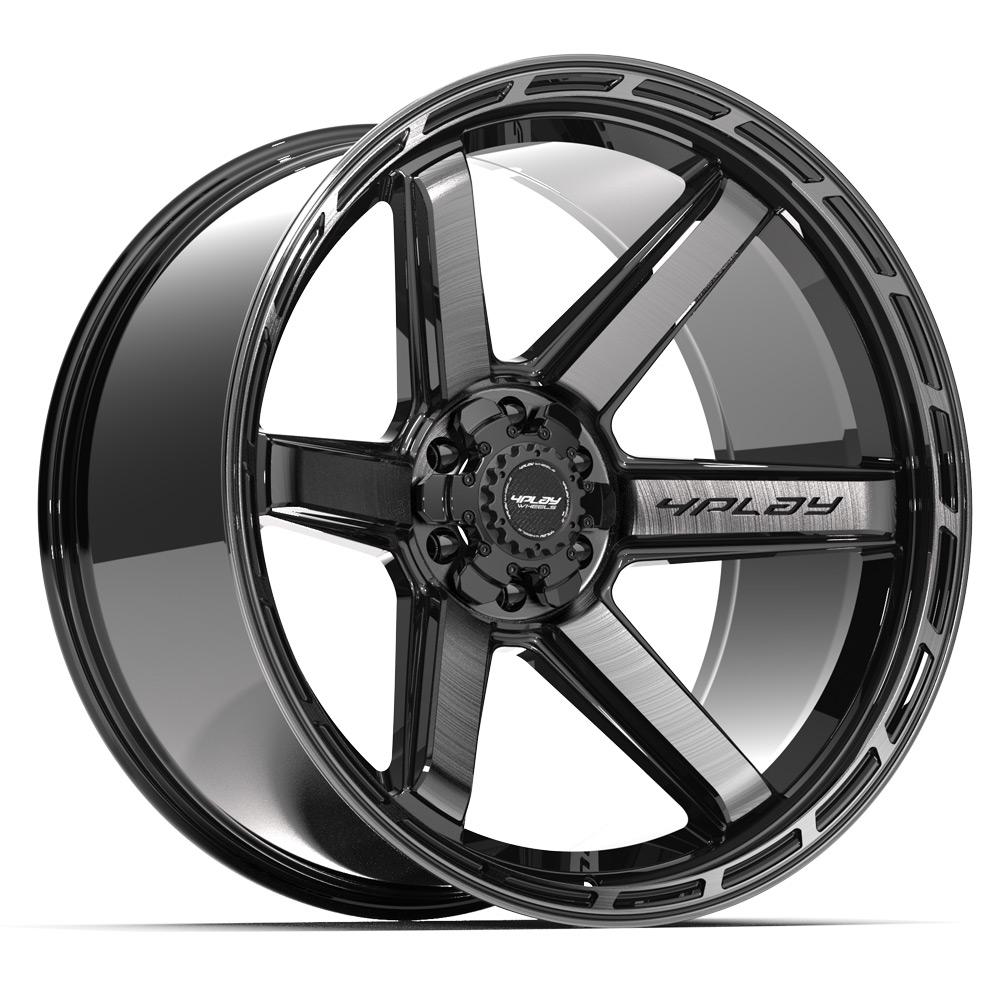 4PLAY 4P63 24x12 6x135 + 6x139.7 -44et Gloss Black Brushed with Tinted Clear Wheel