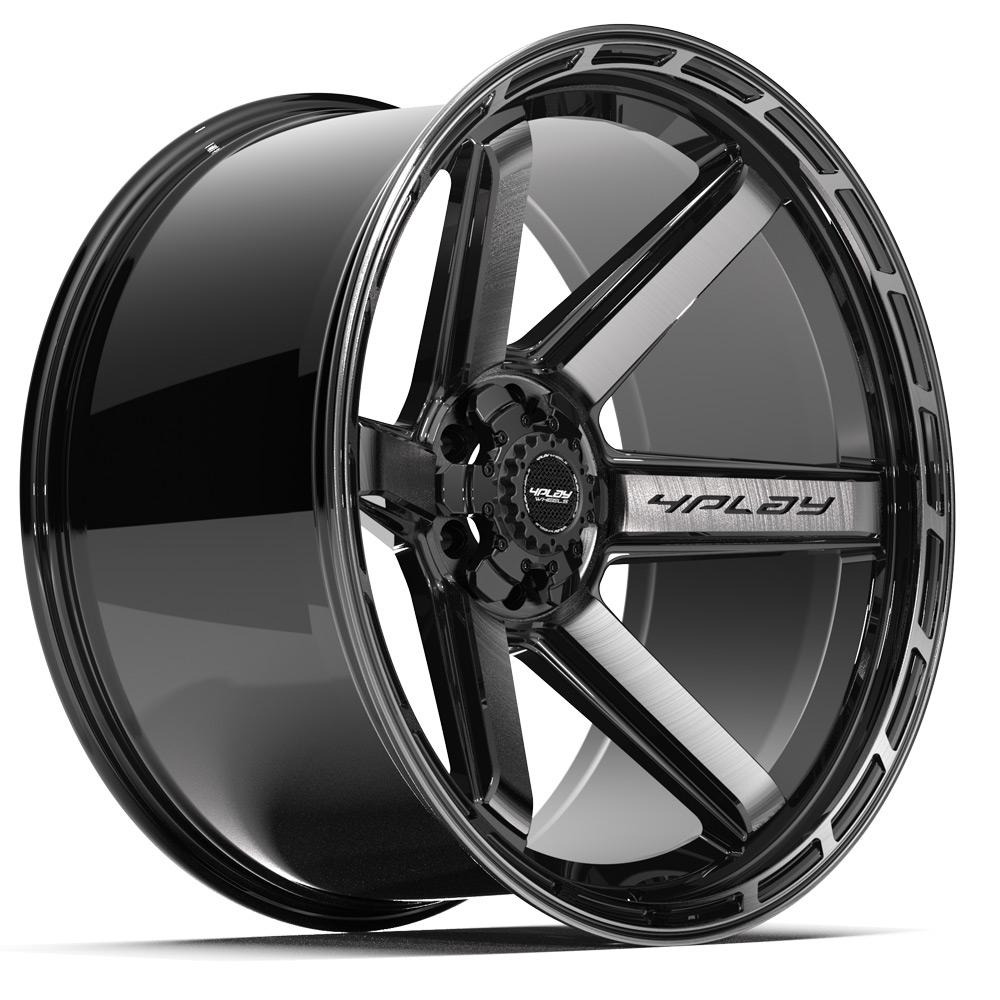 4PLAY 4P63 24x12 6x135 + 6x139.7 -44et Gloss Black Brushed with Tinted Clear Wheel