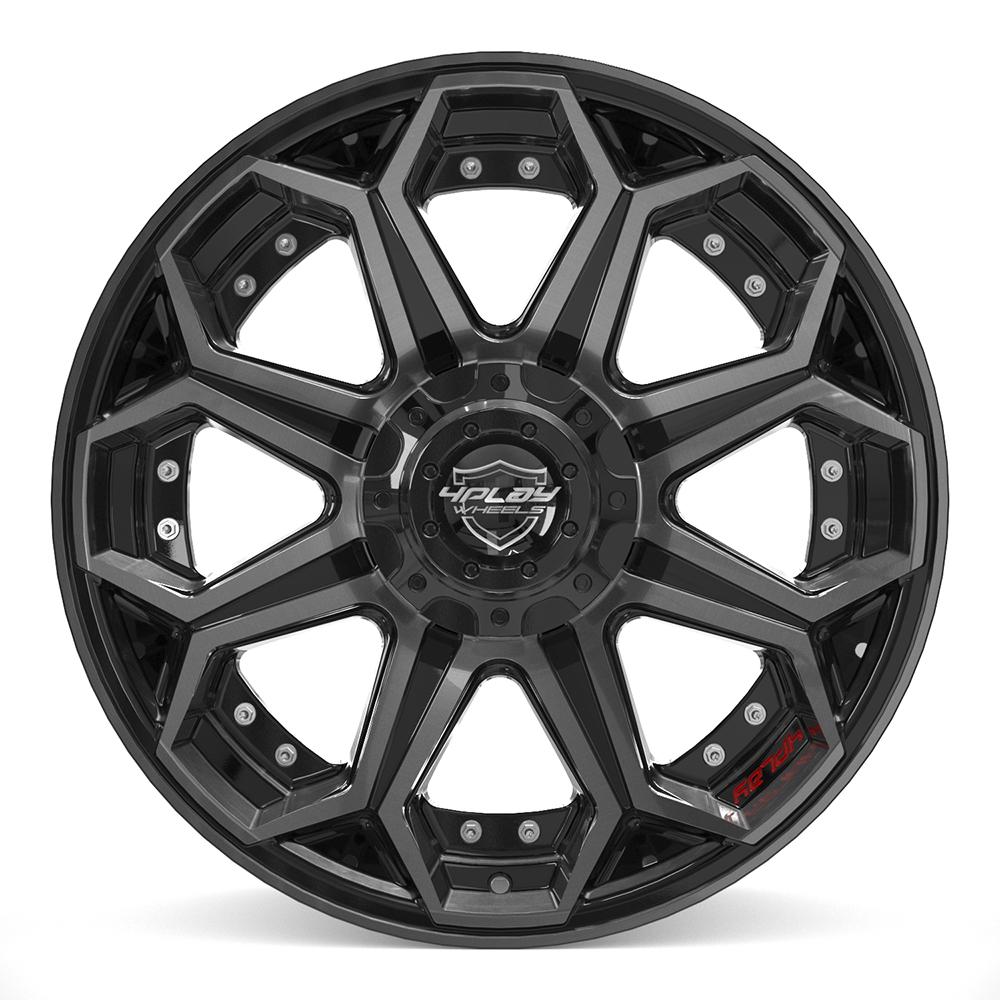 4PLAY 4P80R 20x9 5x127 + 5x139.7 0et Gloss Black Brushed with Tinted Clear Wheel