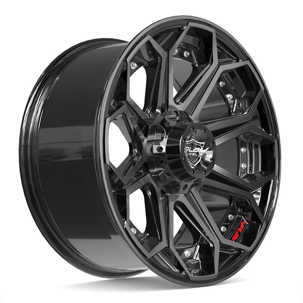 4PLAY 4P80R 20x9 5x127 + 5x139.7 0et Gloss Black Brushed with Tinted Clear Wheel