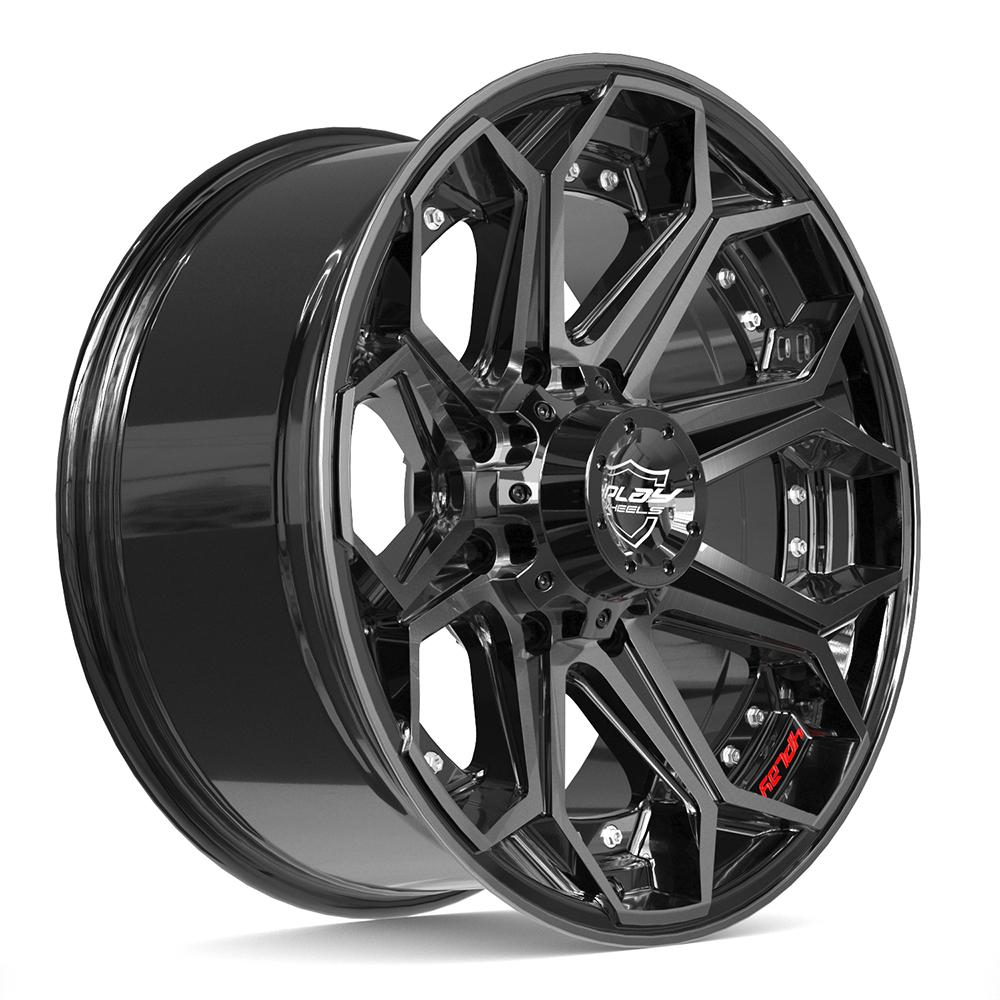 4PLAY 4P80R 20x9 8x180 0et Gloss Black Brushed with Tinted Clear Wheel
