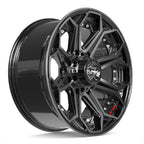 4PLAY 4P80R 20x9 8x165.1 0et Gloss Black Brushed with Tinted Clear Wheel