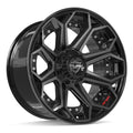 4PLAY 4P80R 20x10 5x127 + 5x139.7 -24et Gloss Black Brushed with Tinted Clear Wheel