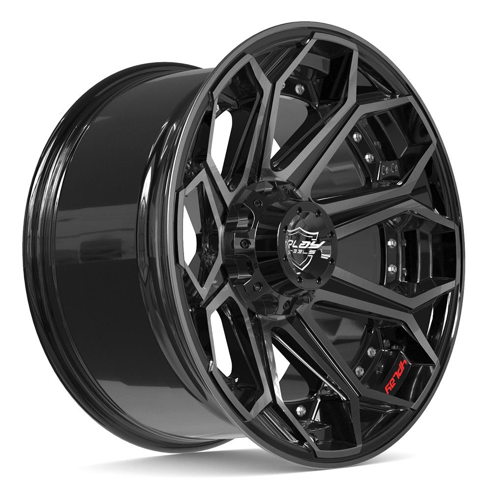 4PLAY 4P80R 20x10 5x127 + 5x139.7 -24et Gloss Black Brushed with Tinted Clear Wheel