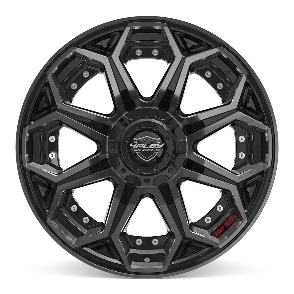 4PLAY 4P80R 20x10 6x135 + 6x139.7 -18et Gloss Black Brushed with Tinted Clear Wheel